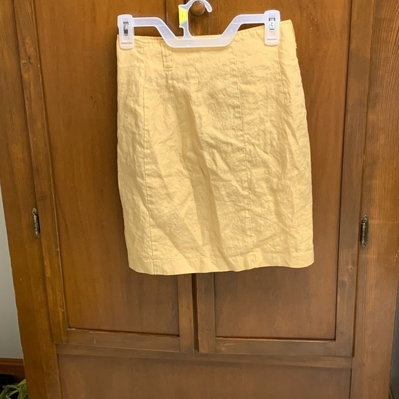 Benetton linen mini skirt EU size 42 = 12/14 lined 6button close L-18-19 in - Picture 1 of 5